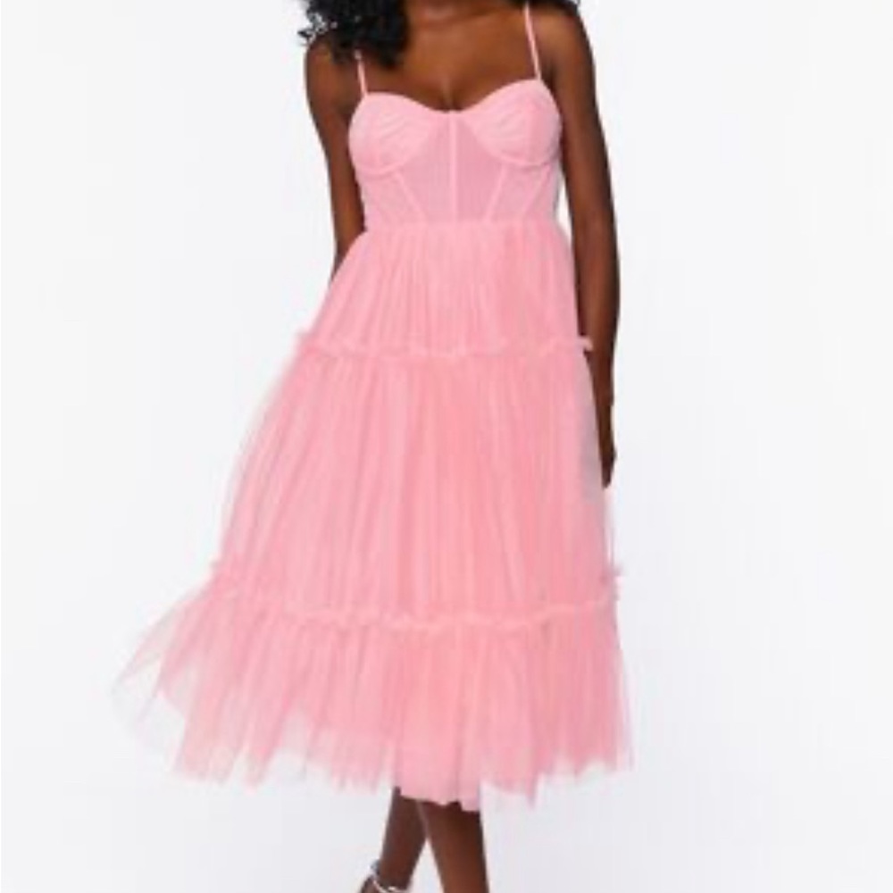 Pink Tulle Sweetheart Neckline Mesh Dress